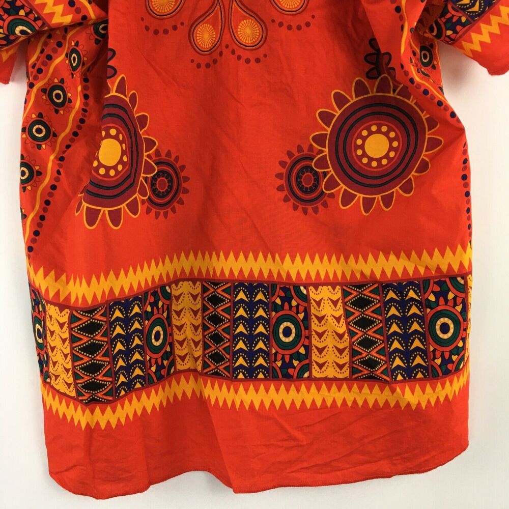 SPIRIT HALLOWEEN Dashiki Tribal Caftan SHIRT HIPPIE ETHNIC ORANGE Men Sz L/XL - Picture 12 of 16